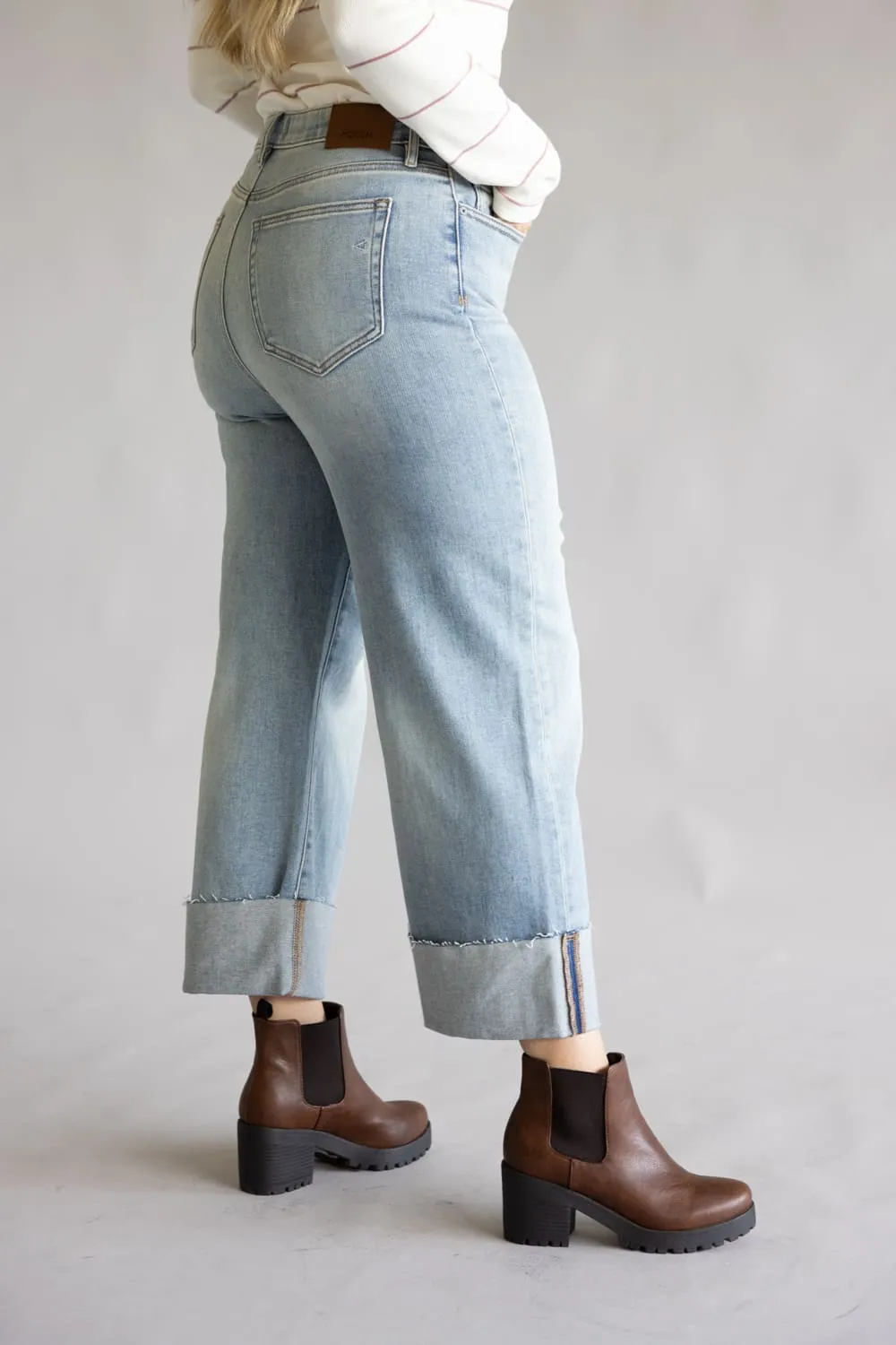 Hidden High Rise Ella Crop Straight Leg Cuffed Jeans for Women | HD1725WSC-VT sold by Glik’s product image thumbnail 3