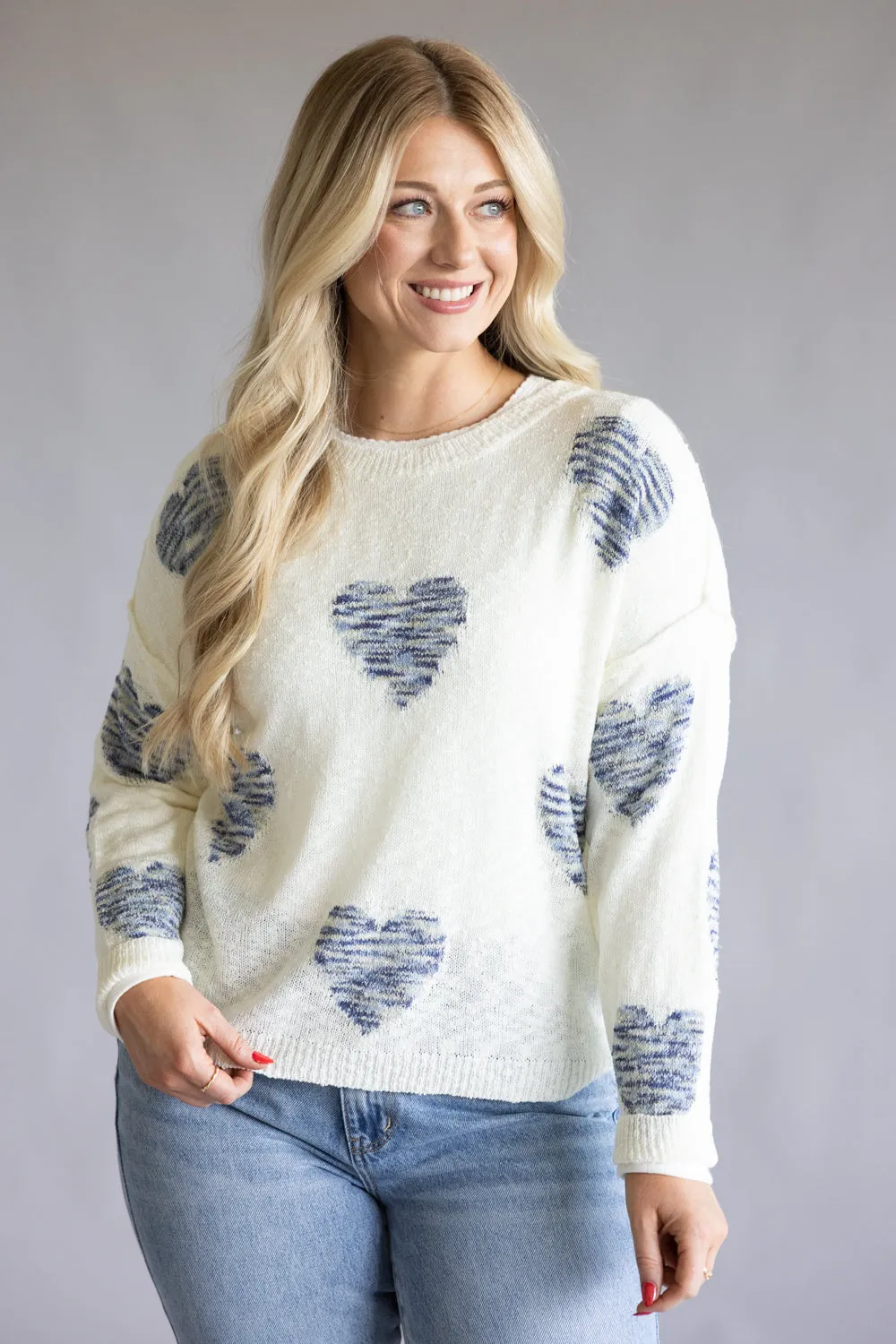 Miracle Tie Dye Heart Sweater for Women in Ivory Multi | W8422-IVORYMULTI sold by Glik’s product image thumbnail 2