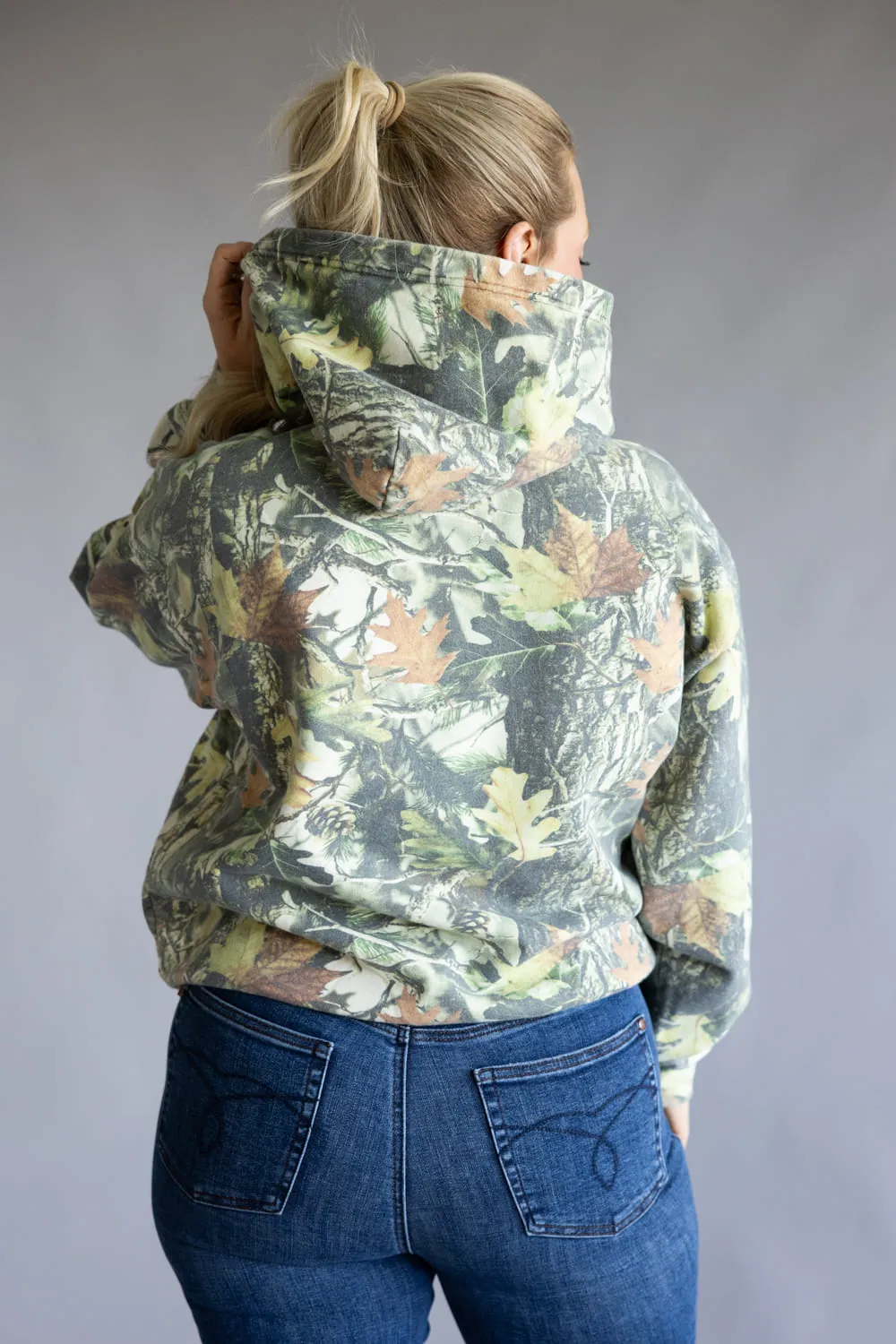 Wood Camo Print Heavyweight Vintage Hoodie for Women in Green | CCHOD475SNW-TRCAM sold by Glik’s product image thumbnail 4