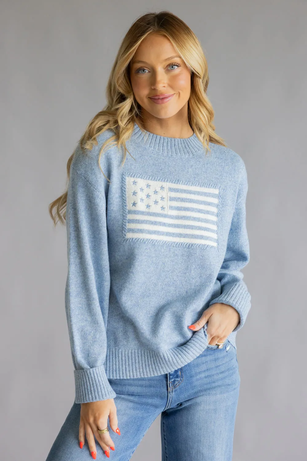 Thread & Supply Knit Allegiance Sweater for Women in Heather Blue | T3932SWTS-HEATHERBLUE sold by Glik’s product image thumbnail 4