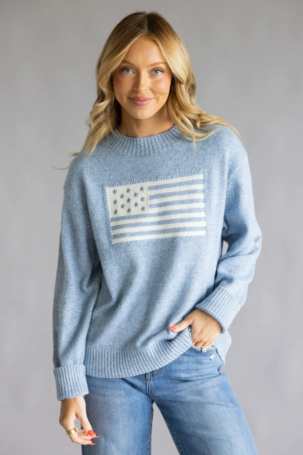 Thread & Supply Knit Allegiance Sweater for Women in Heather Blue | T3932SWTS-HEATHERBLUE sold by Glik’s