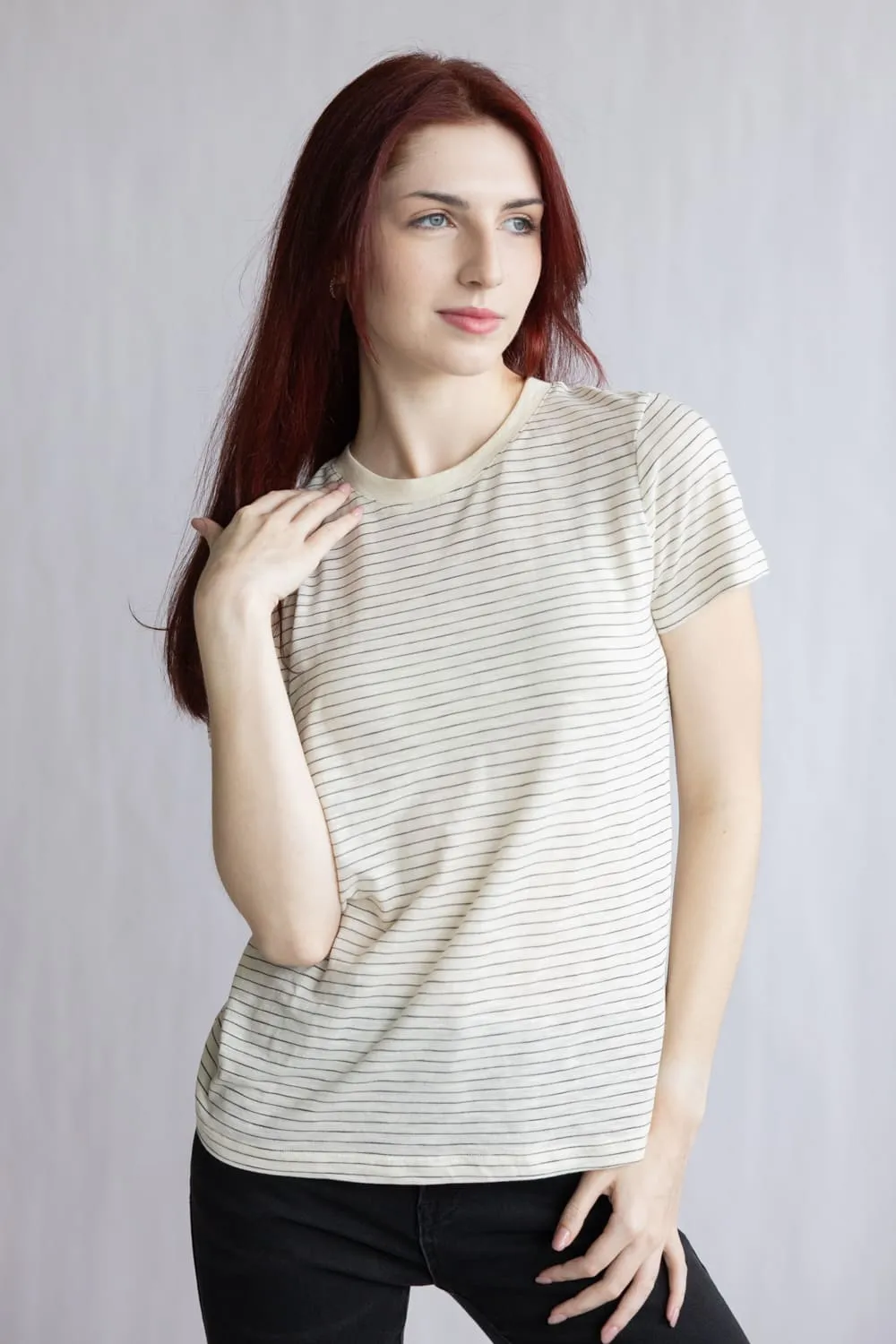 Thread & Supply Sarah Tee for Women in Ivory Black | T5034CMJTS-IVORYBLACK sold by Glik’s product image thumbnail 5