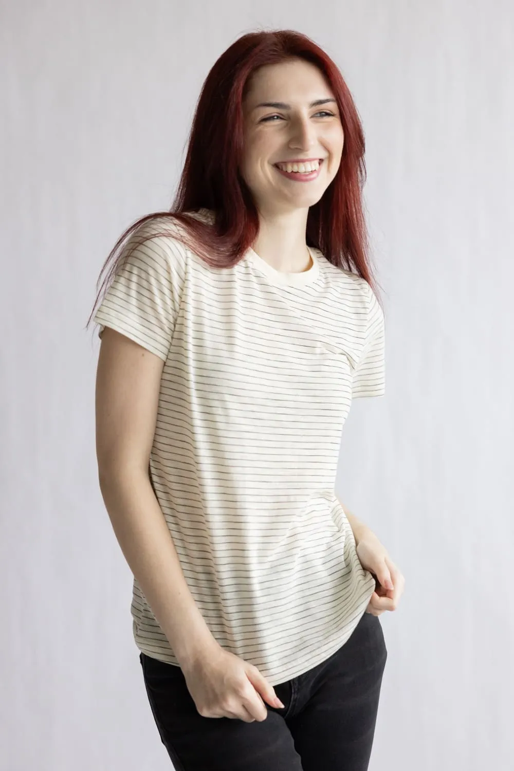 Thread & Supply Sarah Tee for Women in Ivory Black | T5034CMJTS-IVORYBLACK sold by Glik’s product image thumbnail 2