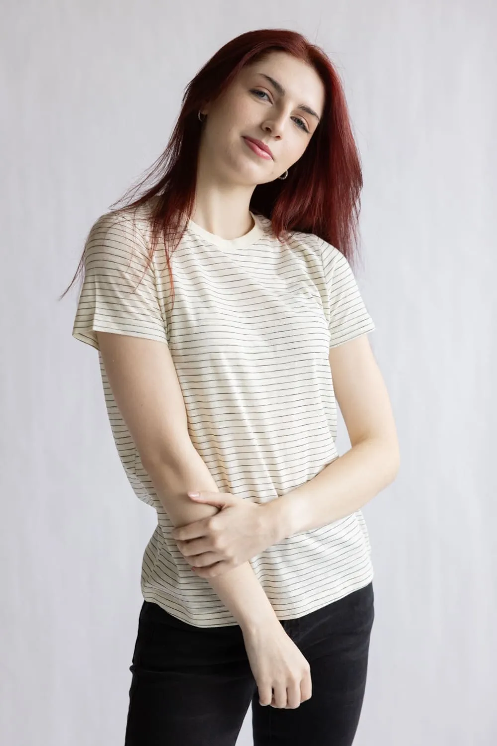 Thread & Supply Sarah Tee for Women in Ivory Black | T5034CMJTS-IVORYBLACK sold by Glik’s product image thumbnail 4