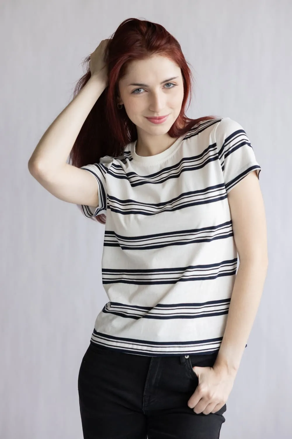 Thread & Supply Natalie Tee for Women in Ivory Navy | T5050CJKTS-IVORYNAVY sold by Glik’s product image thumbnail 3