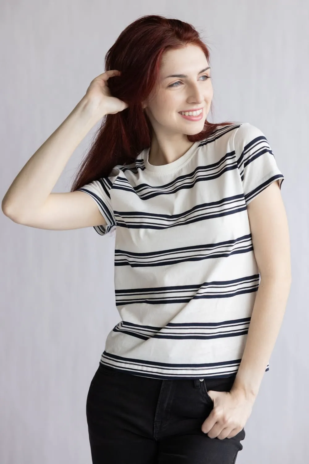 Thread & Supply Natalie Tee for Women in Ivory Navy | T5050CJKTS-IVORYNAVY sold by Glik’s product image thumbnail 4