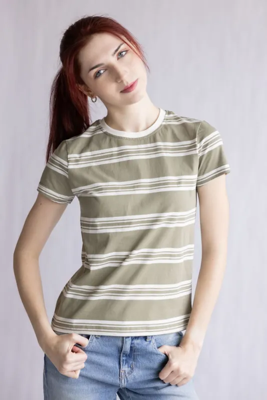 Thread & Supply Natalie Tee for Women in Green Tea Ivory | T5050CJKTS-GREENTEAIVORY sold by Glik’s