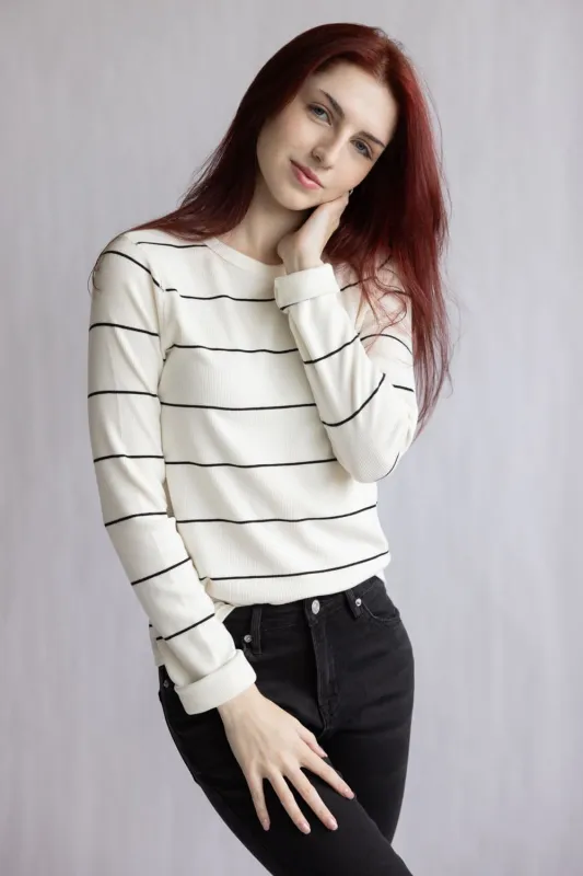 Thread & Supply Alder Top for Women in Ivory Black | T5144RBRTS-IVORYBLACK sold by Glik’s