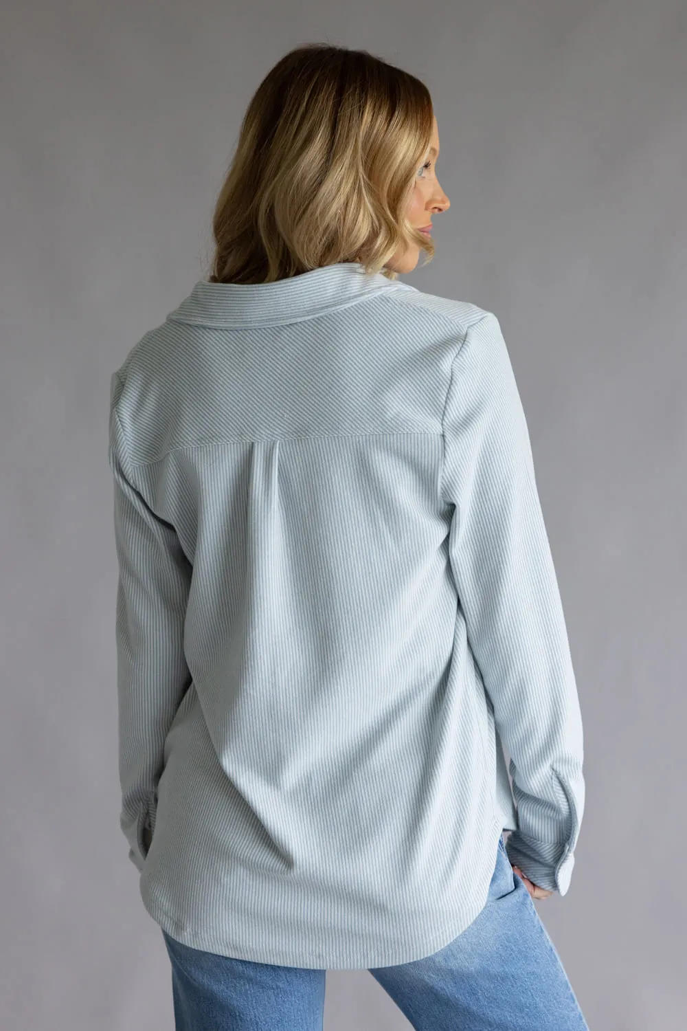 Thread & Supply Lewis Soft Luxe Button Up Shirt for Women in Light Blue Stripe | T1084PVXTS-LIGHTBLUESTRIPE sold by Glik’s product image thumbnail 4