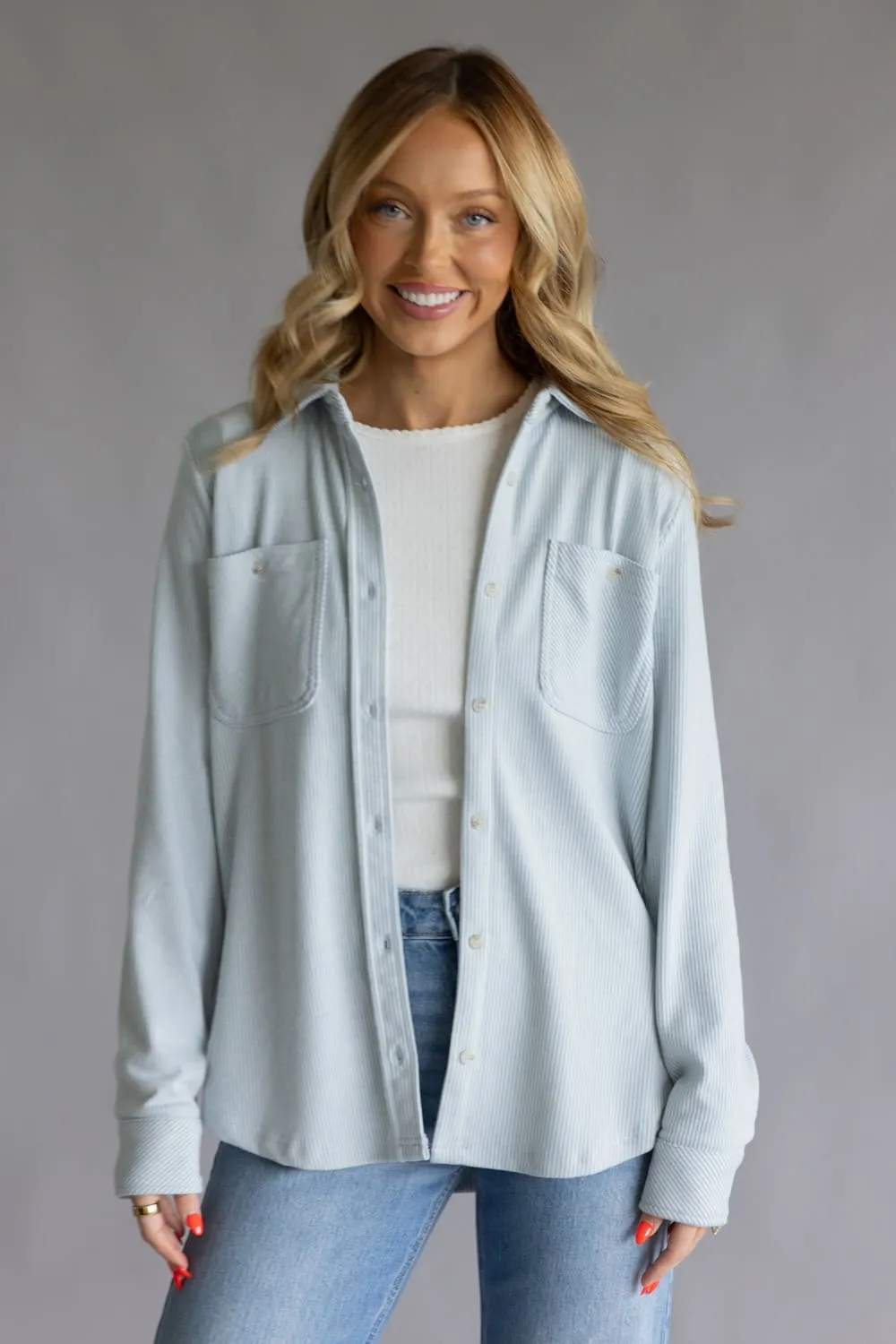 Thread & Supply Lewis Soft Luxe Button Up Shirt for Women in Light Blue Stripe | T1084PVXTS-LIGHTBLUESTRIPE sold by Glik’s product image thumbnail 2