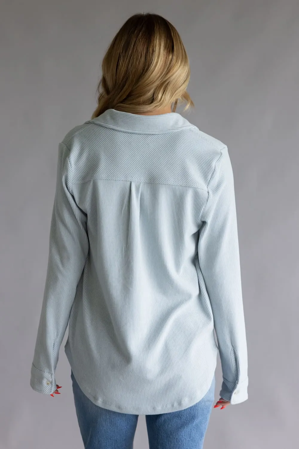 Thread & Supply Lewis Soft Luxe Button Up Shirt for Women in Light Blue Stripe | T1084PVXTS-LIGHTBLUESTRIPE sold by Glik’s product image thumbnail 3