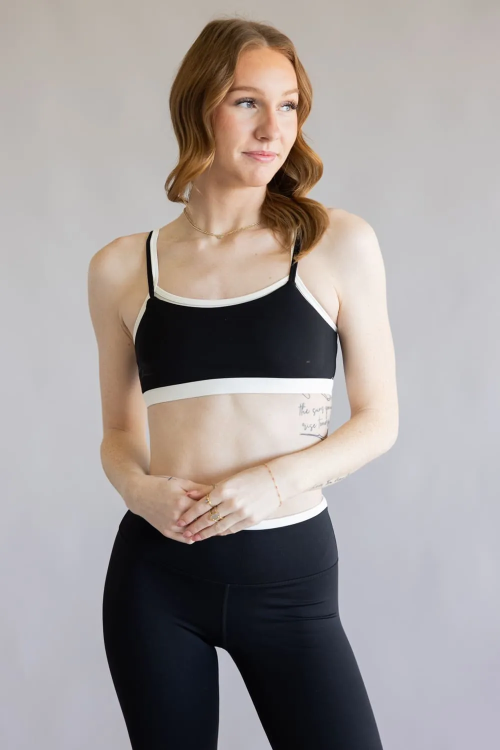 Double Layer Sports Bra for Women in Black/White | TP80238-BLACK sold by Glik’s
