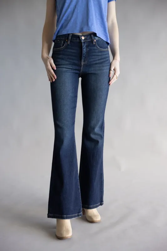 Risen High Rise Tummy Control Flare Jeans for Women | RDP5967-DK sold by Glik’s