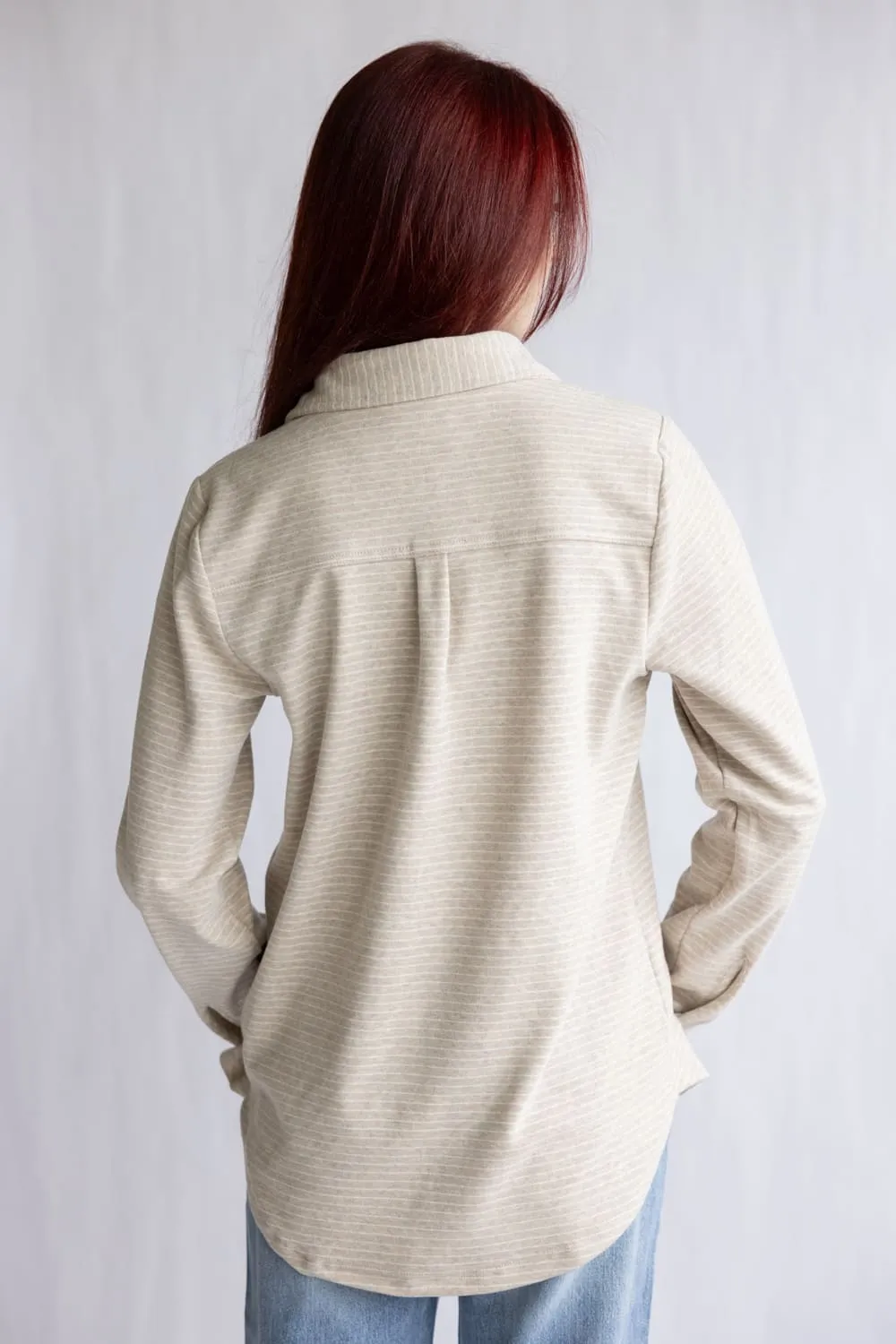 Thread & Supply Lewis Soft Luxe Button Up Shirt for Women in Tan White | T1084PVXTS-TANWHITE sold by Glik’s product image thumbnail 4