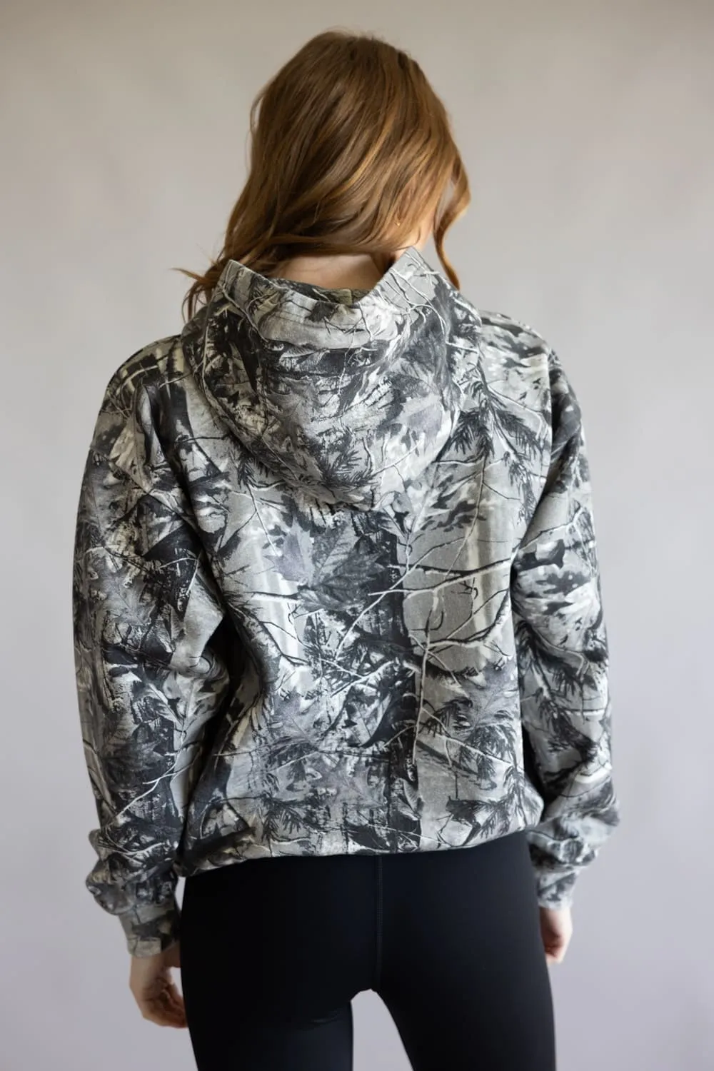 Camo Print Heavyweight Vintage Hoodie for Women in Grey | CCHOD475SNW-TRGRY sold by Glik’s product image thumbnail 4