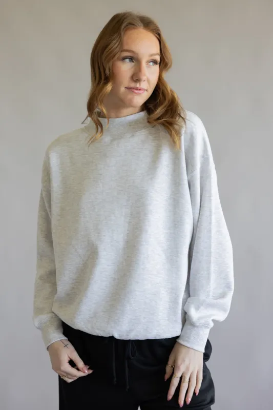 1897 Active Oversized Mock Neck Fleece Sweatshirt for Women in Ice Grey | GT097-ICEGREY sold by Glik’s