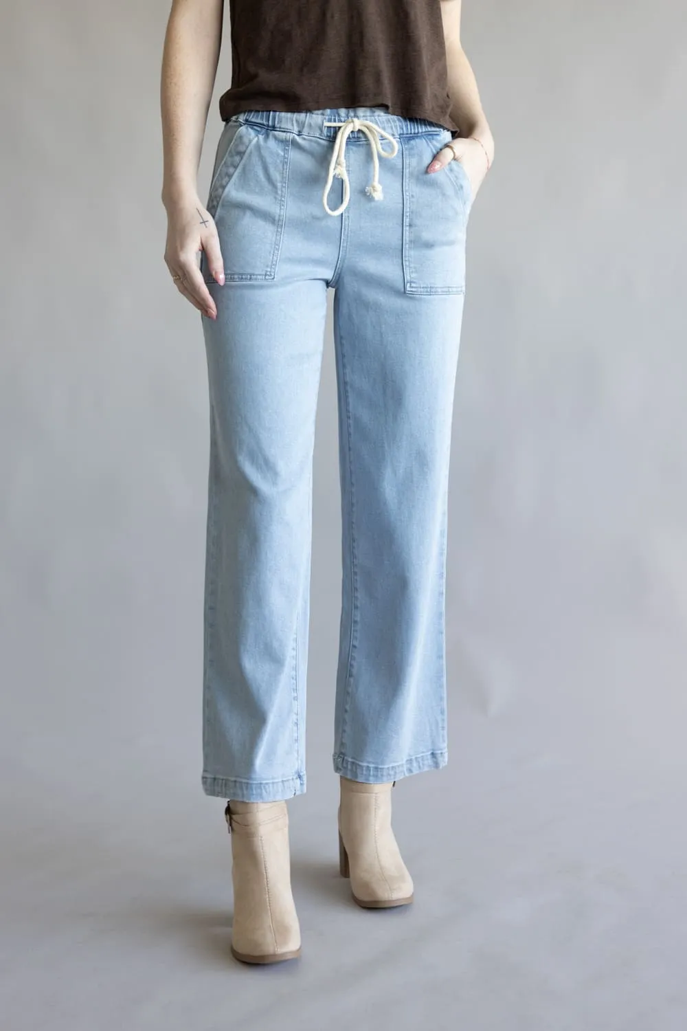 Vervet High-Rise Elastic Waistband Wide Leg Jeans for Women | LV1911 sold by Glik’s product image thumbnail 4