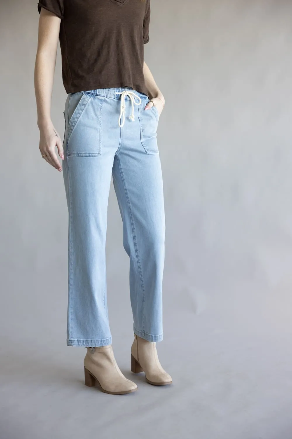 Vervet High-Rise Elastic Waistband Wide Leg Jeans for Women | LV1911 sold by Glik’s product image thumbnail 5