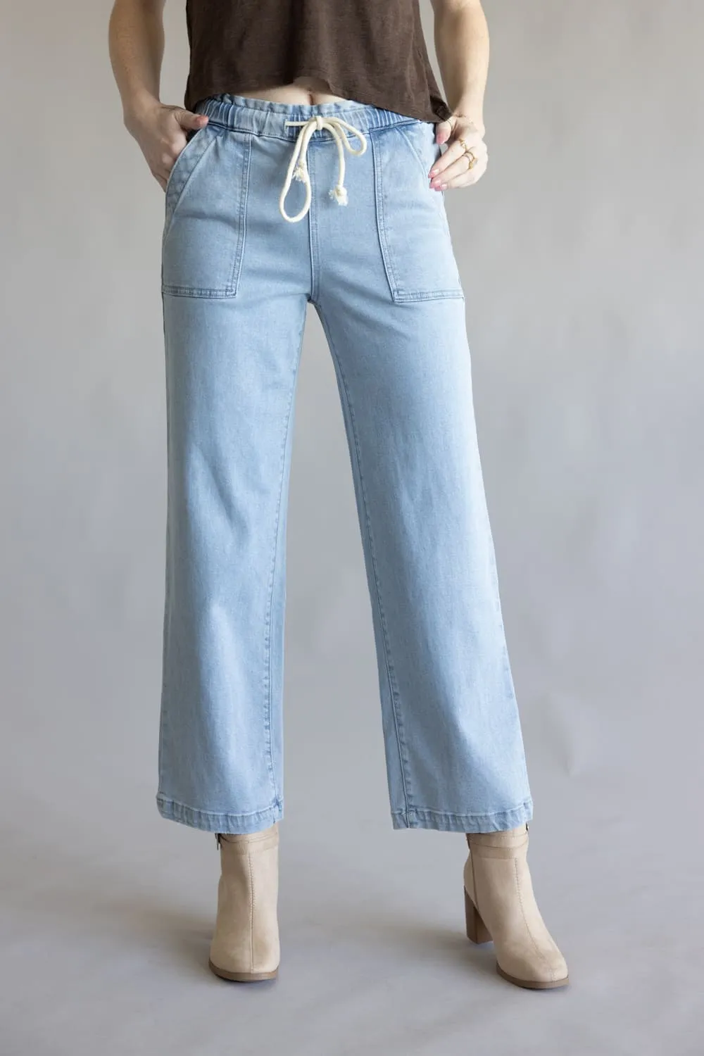 Vervet High-Rise Elastic Waistband Wide Leg Jeans for Women | LV1911 sold by Glik’s product image thumbnail 3
