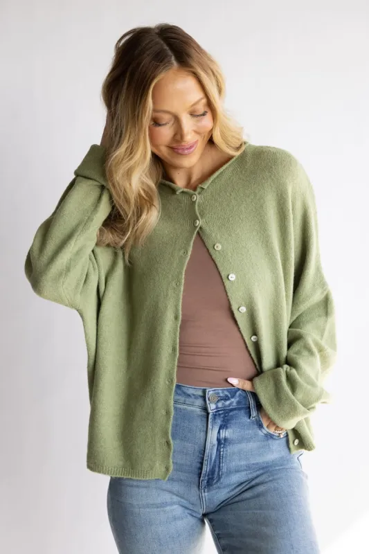 Things Between Piper Cardigan for Women in Sage | TBW237-SAG sold by Glik’s