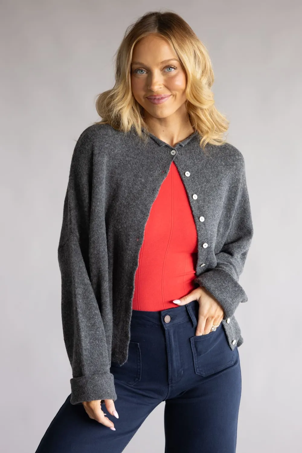 Things Between Piper Cardigan for Women in Charcoal | TBW237-CHC sold by Glik’s