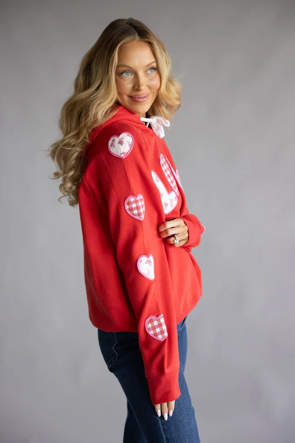 Simply Southern Love Patch Hoodie for Women in Red | PP-0126-HD-LOVE-PATCH sold by Glik’s product image thumbnail 3