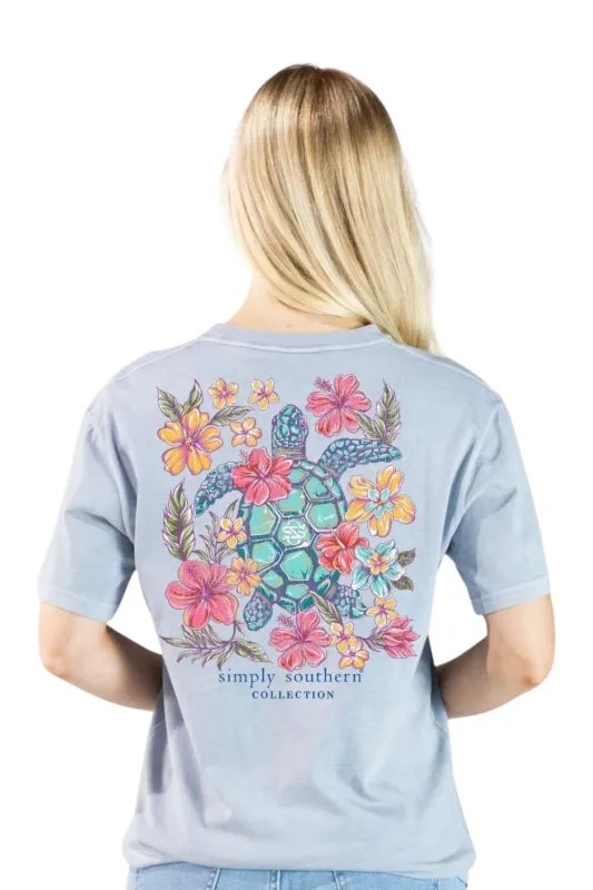 Simply Southern Turtle Mineral Wash T-Shirt for Women in Ashen | MINWASH-TURTLE-ASHEN sold by Glik’s