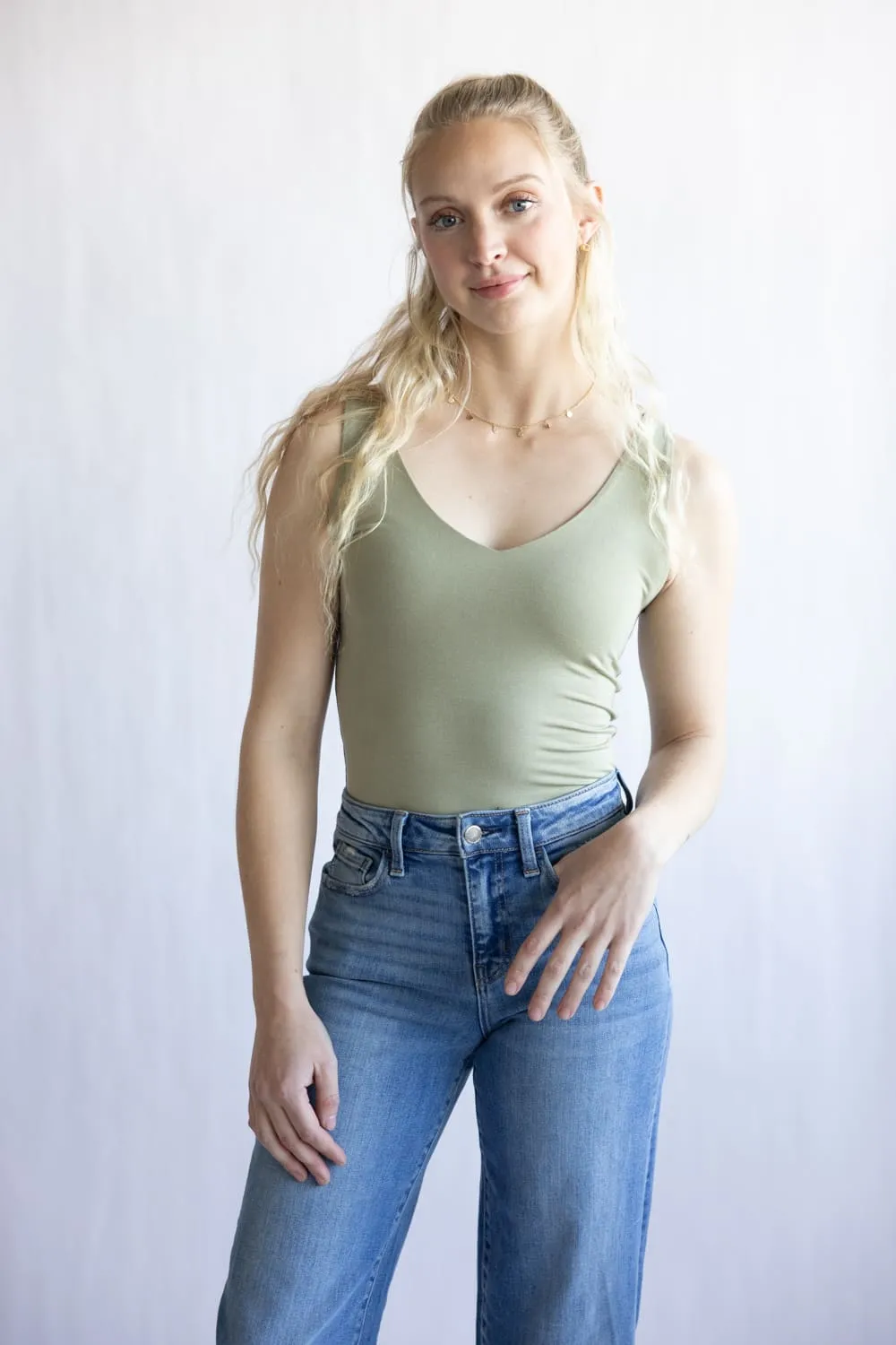Be Cool Seamless Double Layer Knit Basic Tank Top for Women in Fern | 18363-FERN sold by Glik’s product image thumbnail 3