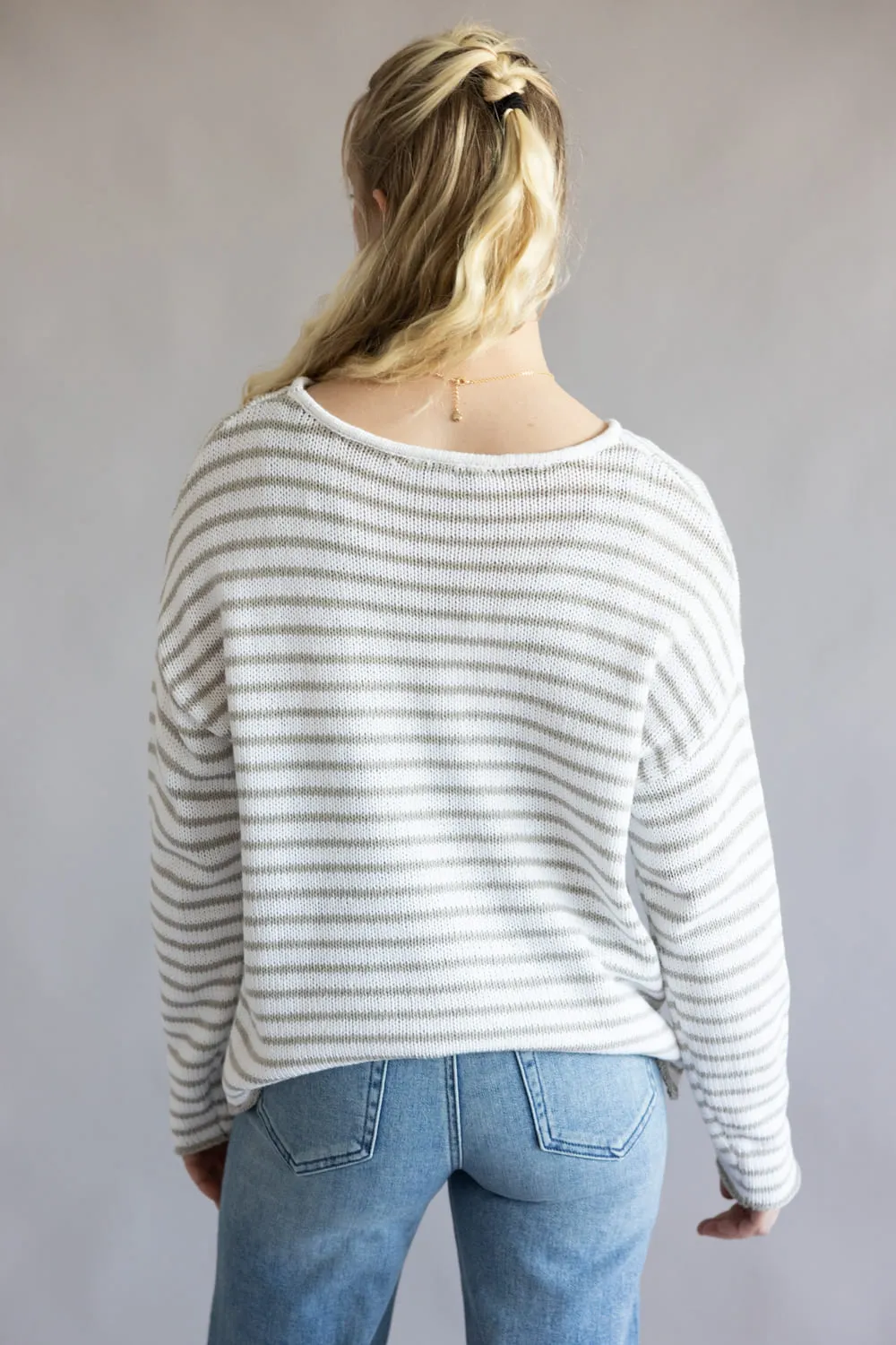 Miracle Lightweight Gauge Stripe Sweater for Women in Ivory/Silver | F189-IVORYSILVER sold by Glik’s product image thumbnail 3