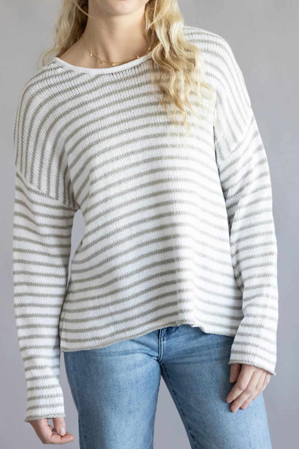 Miracle Lightweight Gauge Stripe Sweater for Women in Ivory/Silver | F189-IVORYSILVER sold by Glik’s product image thumbnail 4
