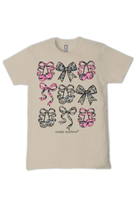 Simply Southern Plus Size Cherry Camo Bows T-Shirt for Women in Clay Tan | EXT-SS-CHERRYCAMO-CLAY sold by Glik’s