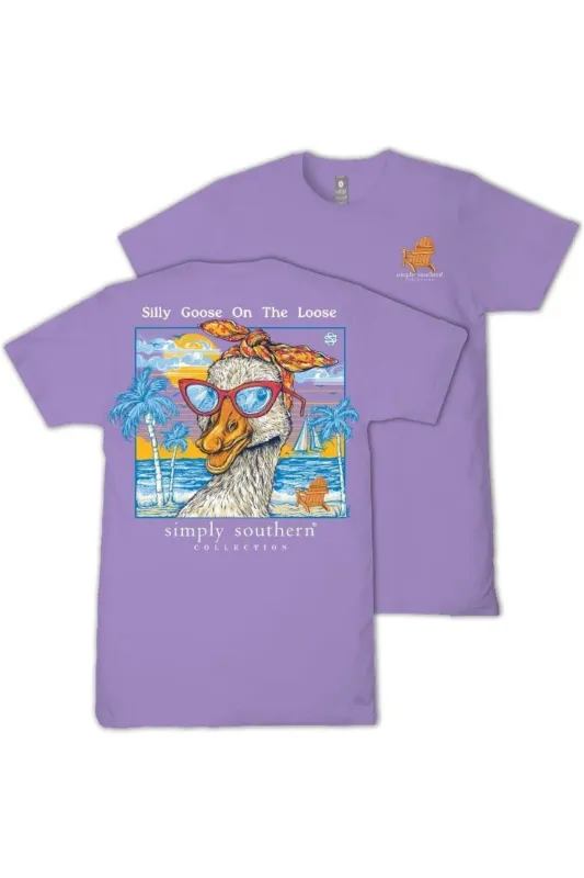 Simply Southern Plus Size Silly Goose on the Loose T-Shirt for Women in Grape | EXT-SS-GOOSE-GRAPE made by Simply Southern