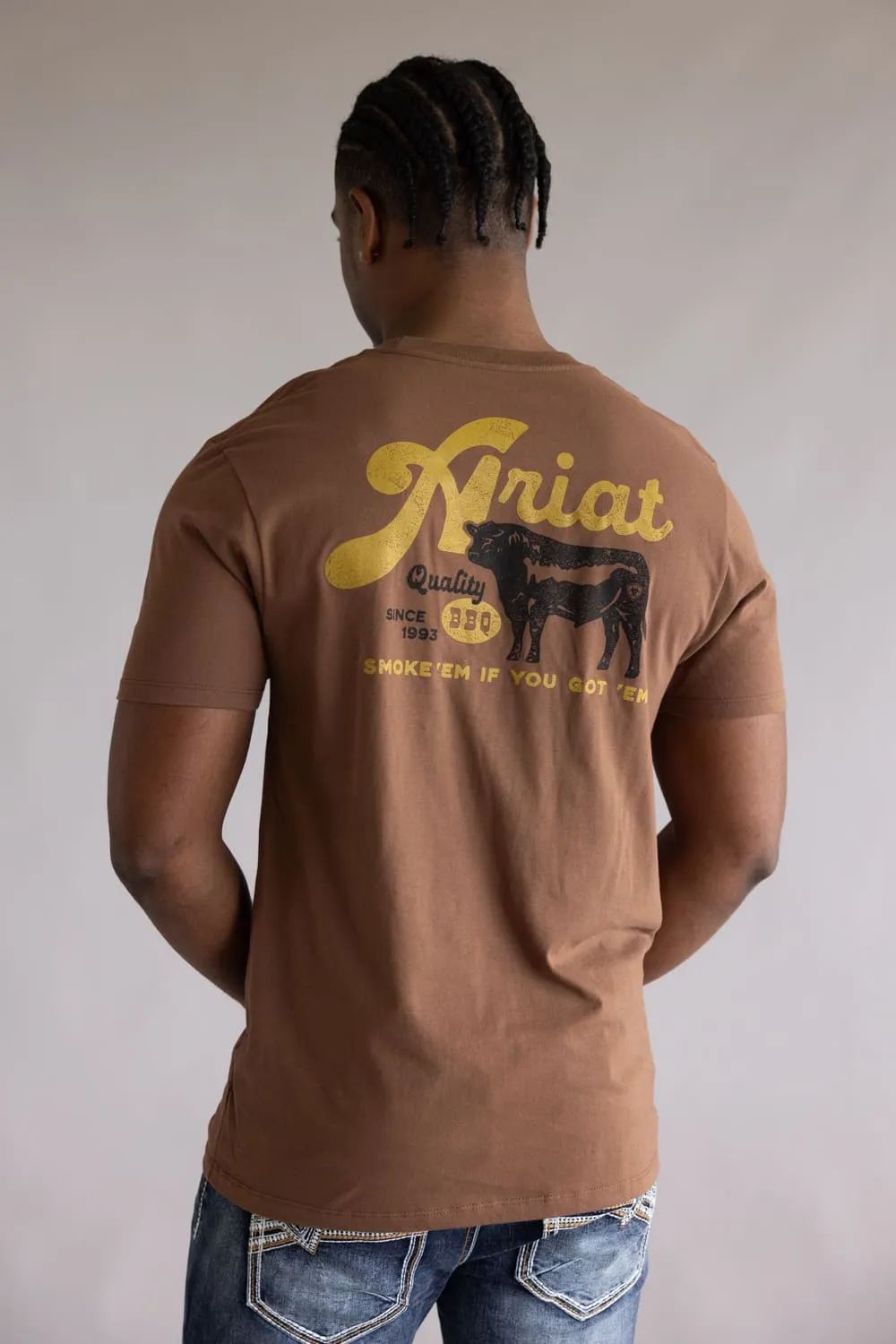 Ariat BBQ Smoke T-Shirt for Men in Soft Silt | 10071197-SOFT SILT sold by Glik’s product image thumbnail 4