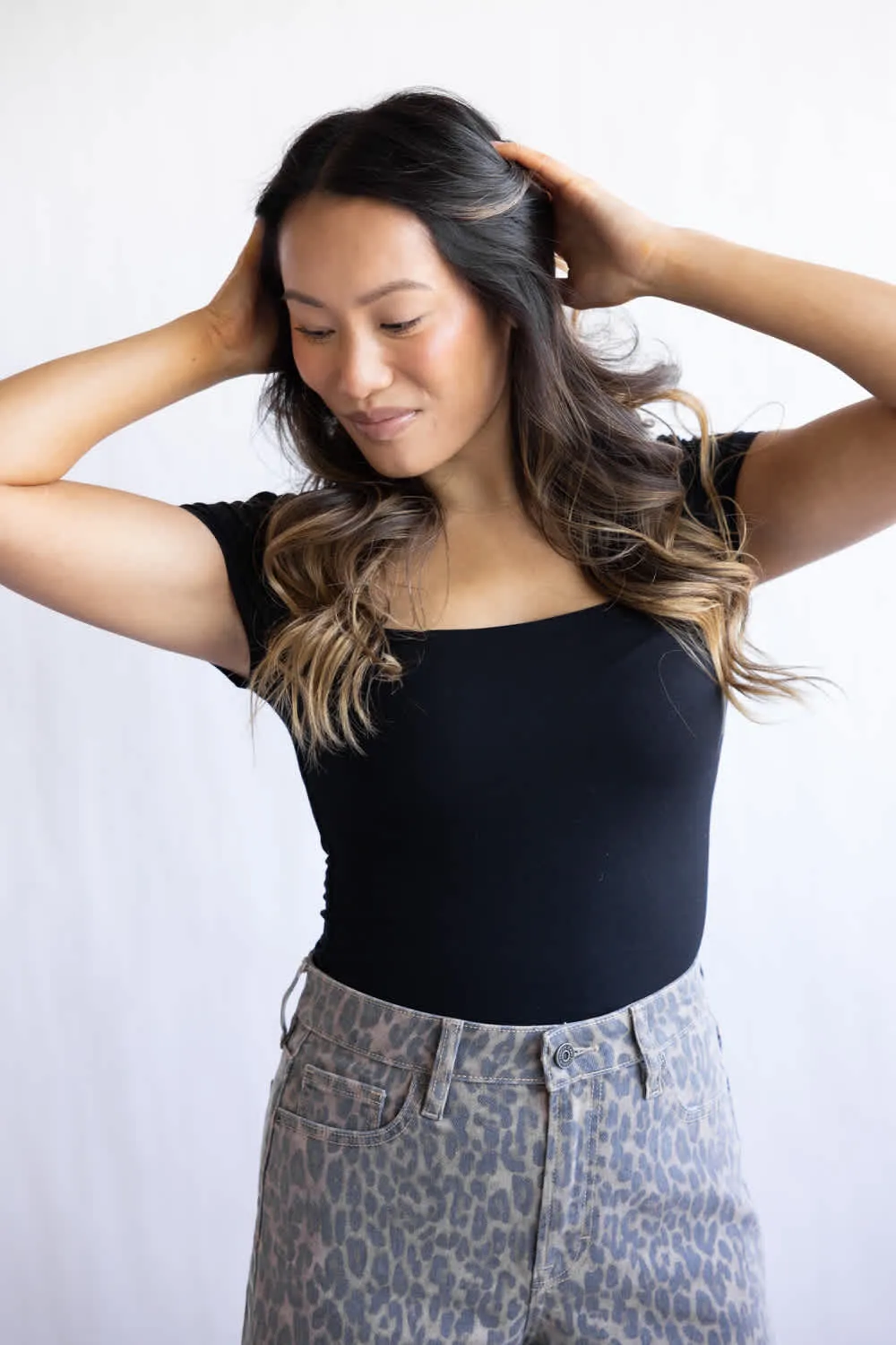 Be Cool Seamless Double Layer Knit T-Shirt for Women in Black | 19211-BLACK sold by Glik’s product image thumbnail 2