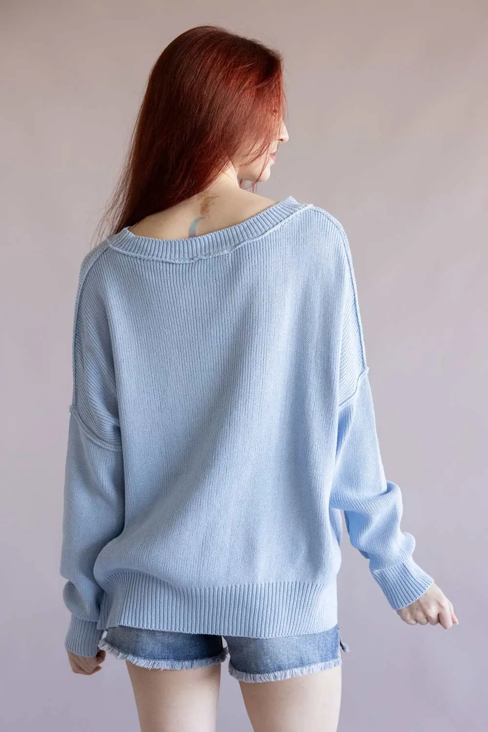 Miracle Knit American Flag Sweater for Women in Light Blue | M8167-LBLUE sold by Glik’s product image thumbnail 3