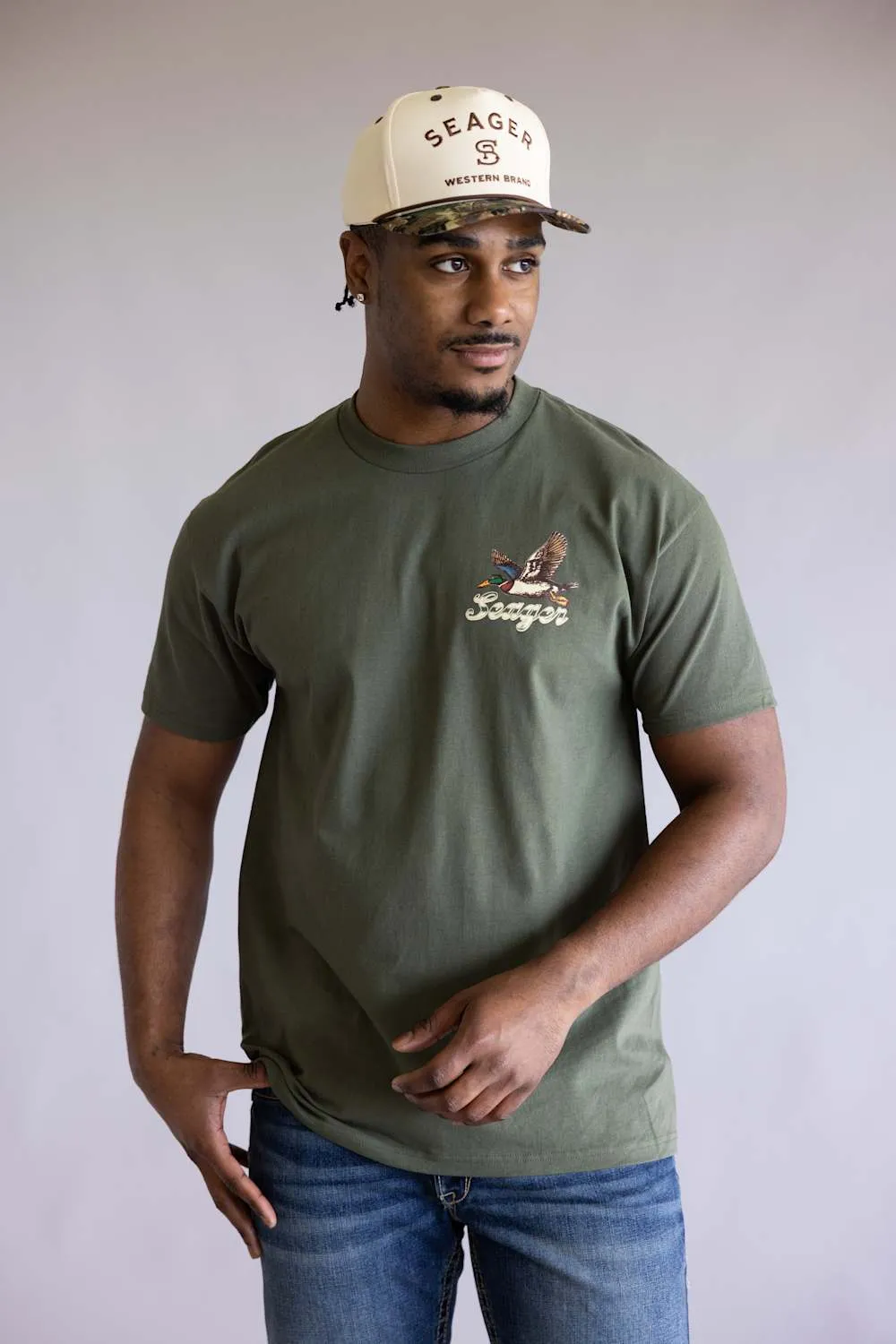 Seager Branded Camo Snapback Hat for Men in Cream | MHF25BRANDCCAMO sold by Glik’s product image thumbnail 2