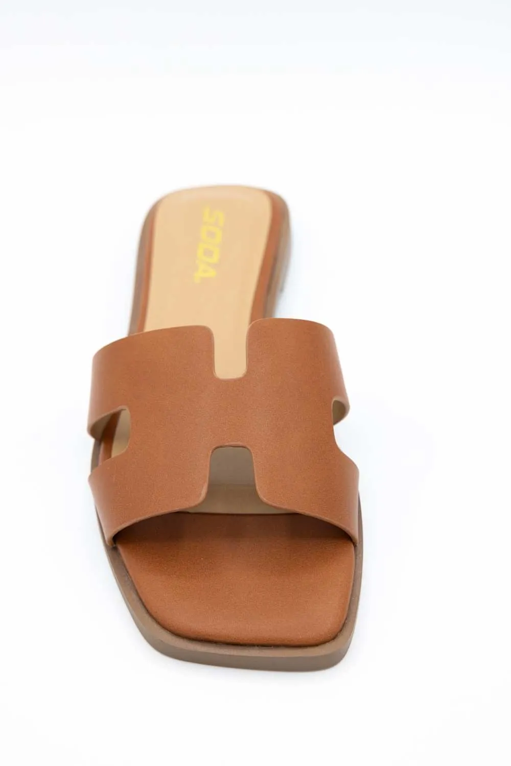 Soda Knit H-Band Slide Sandals for Women in Cognac | KNIT-S COGNAC sold by Glik’s product image thumbnail 3