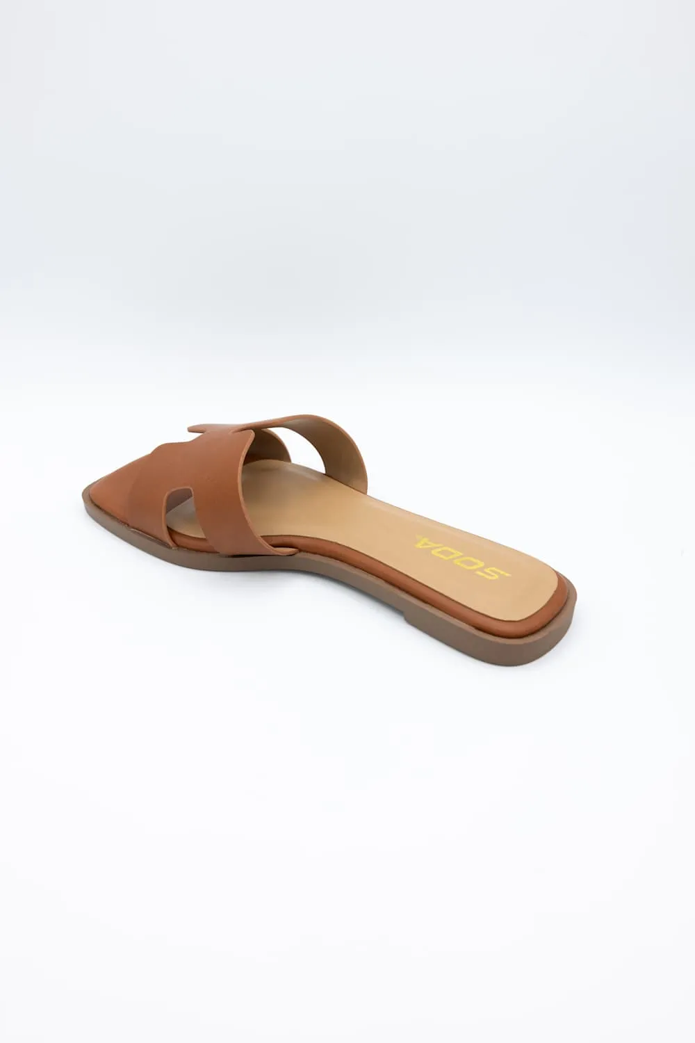 Soda Knit H-Band Slide Sandals for Women in Cognac | KNIT-S COGNAC sold by Glik’s product image thumbnail 5