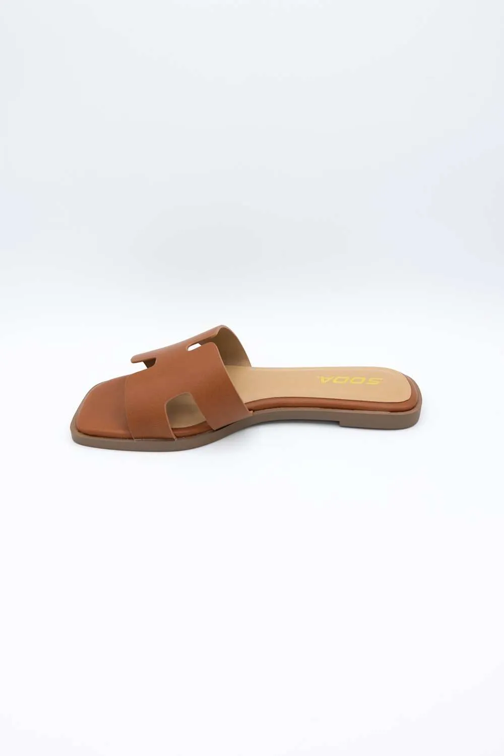 Soda Knit H-Band Slide Sandals for Women in Cognac | KNIT-S COGNAC sold by Glik’s product image thumbnail 4