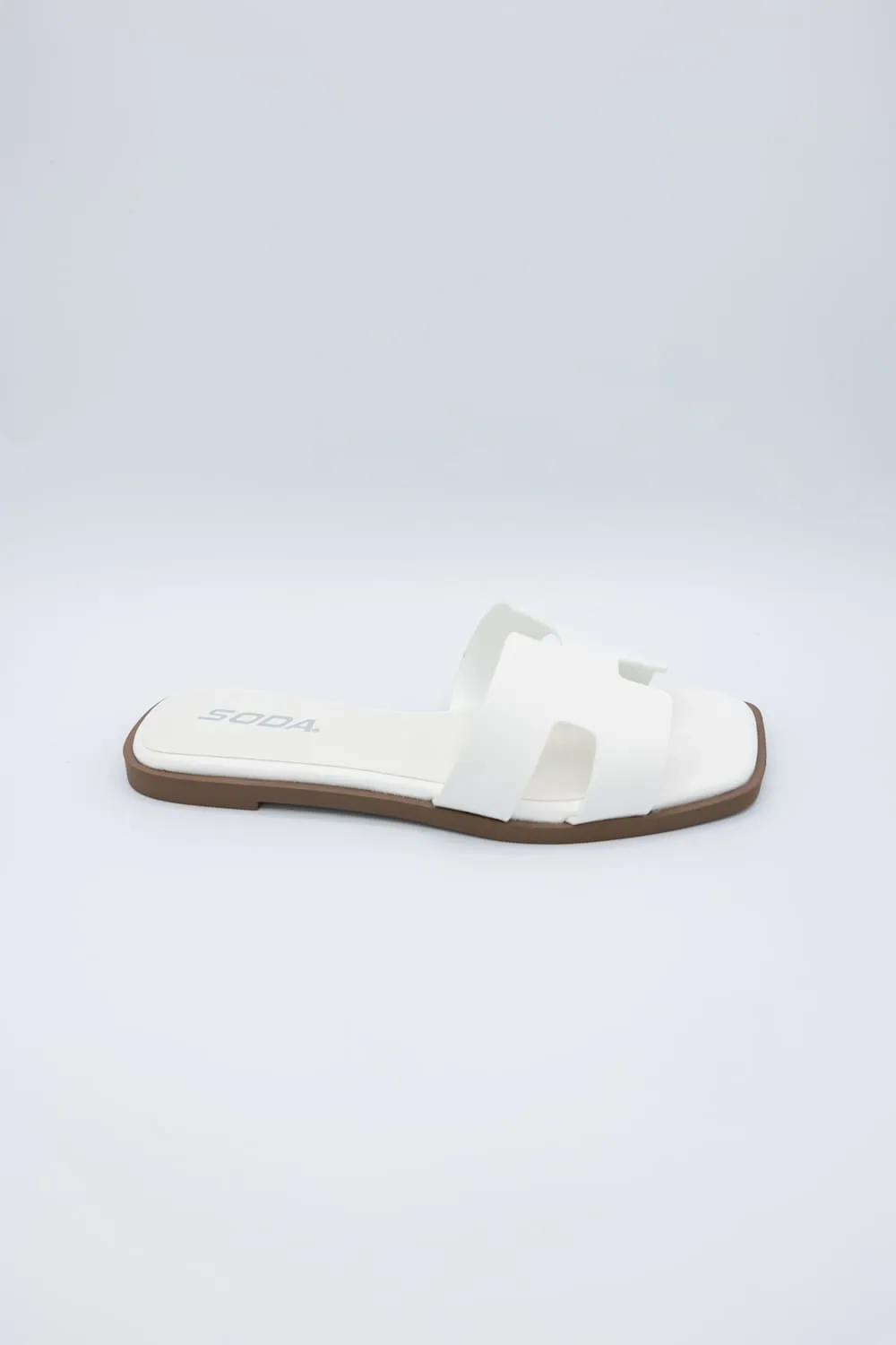 Soda Knit H-Band Slide Sandals for Women in White | KNIT-S WHITE sold by Glik’s product image thumbnail 2