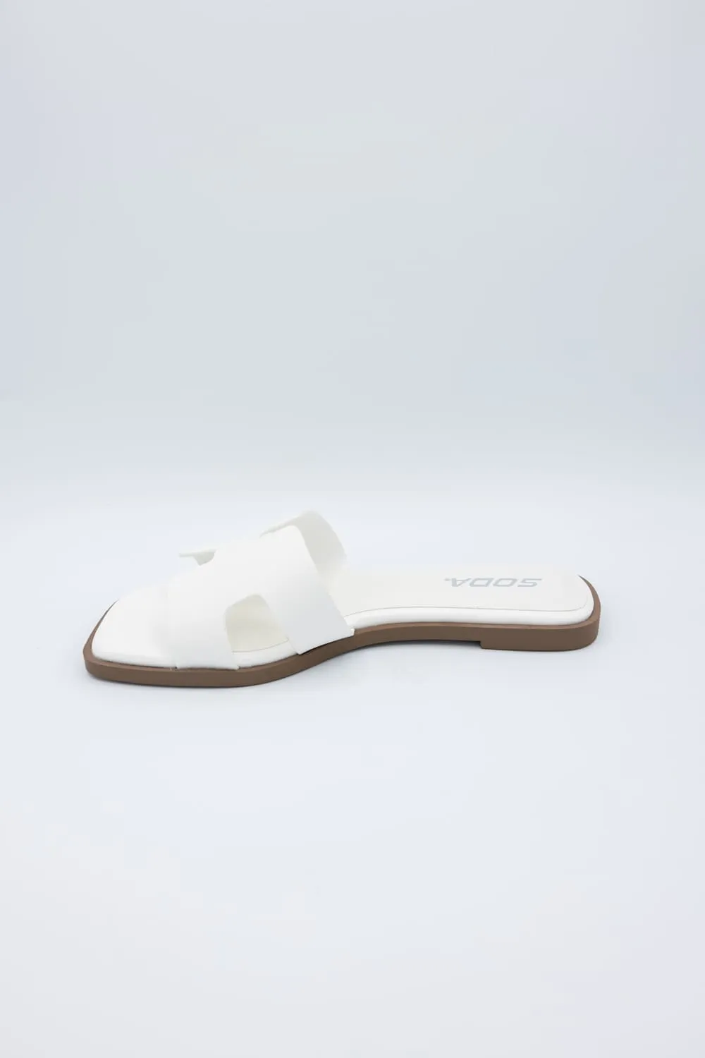 Soda Knit H-Band Slide Sandals for Women in White | KNIT-S WHITE sold by Glik’s product image thumbnail 4