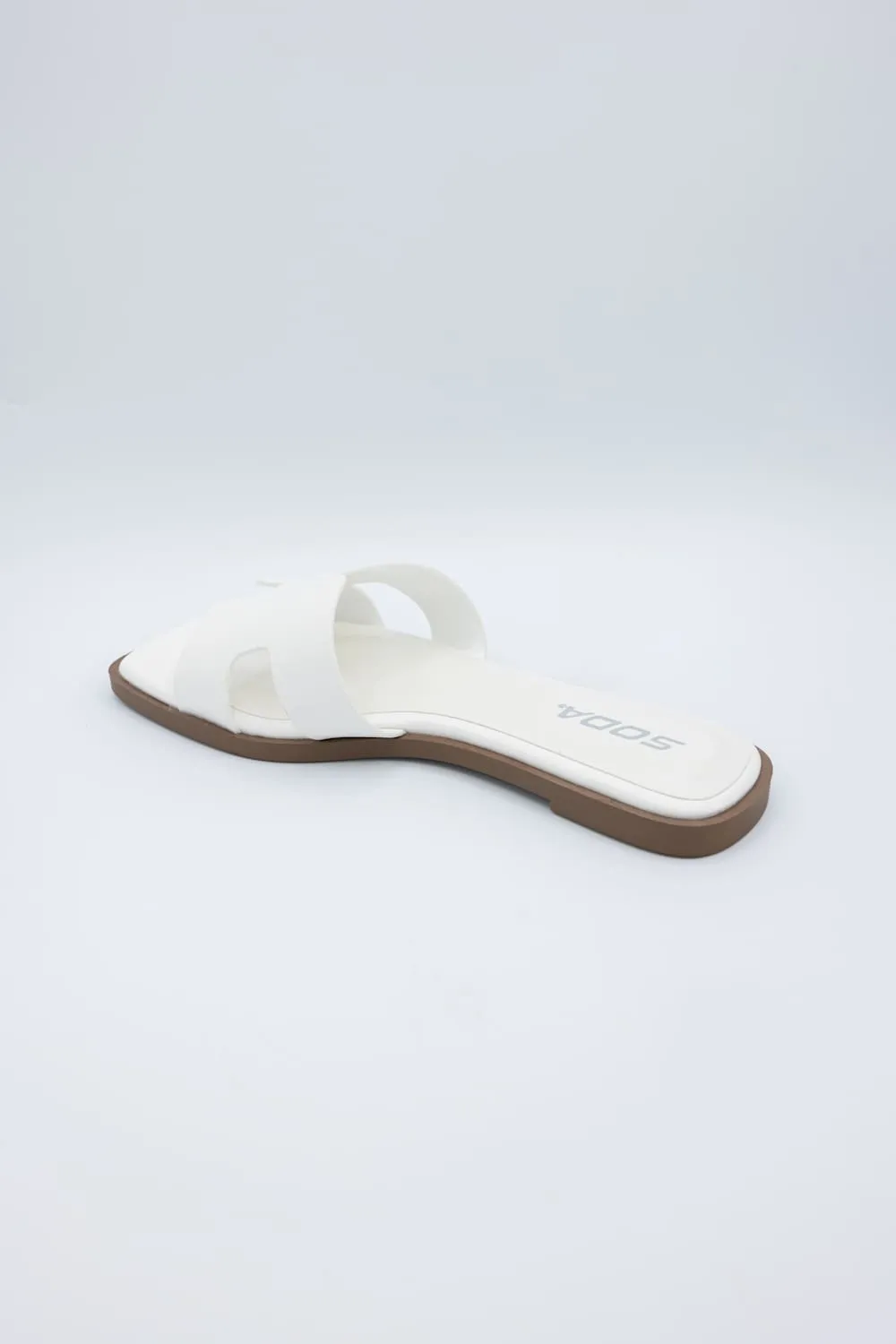 Soda Knit H-Band Slide Sandals for Women in White | KNIT-S WHITE sold by Glik’s product image thumbnail 3