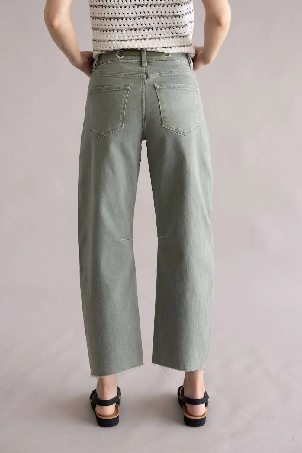 Vervet Drawstring High Rise Wide Barrel Jeans for Women in Green | T70410LV sold by Glik’s product image thumbnail 4