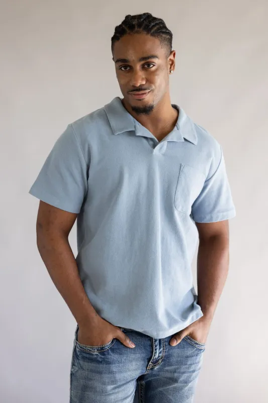 Rhythm Vintage Terry Polo for Men in Blue | 0126M-CT01-BLU BLUE sold by Glik’s