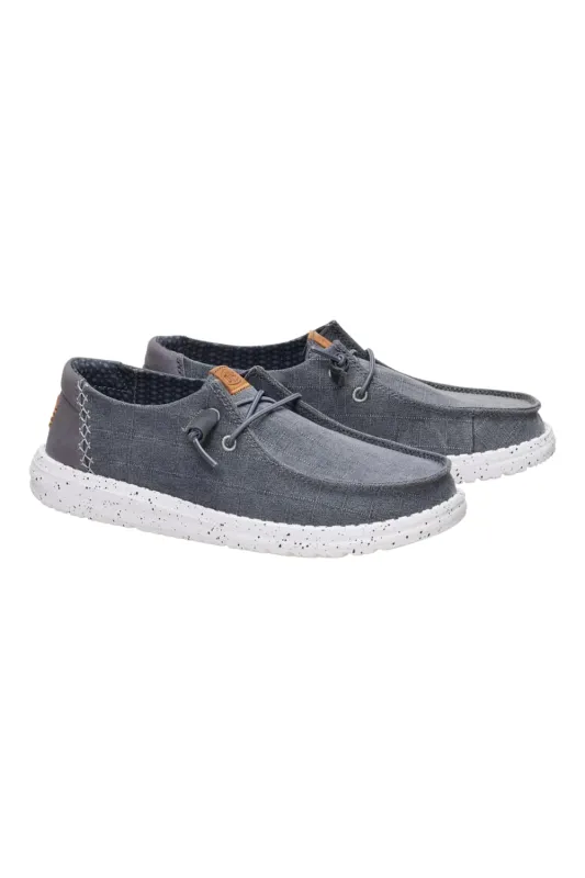 HEYDUDE Women’s Chambray Grid Shoes in Charcoal | 45187-025 made by Hey Dude