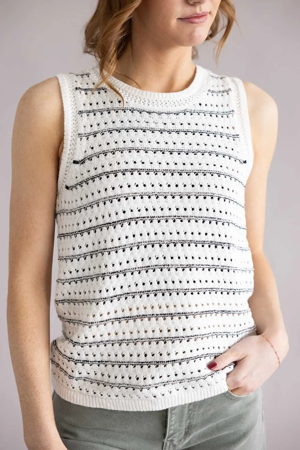 Thread & Supply Audre Tank Top for Women in Ivory Black | T3648SWTS-IVORYBLACK sold by Glik’s product image thumbnail 3