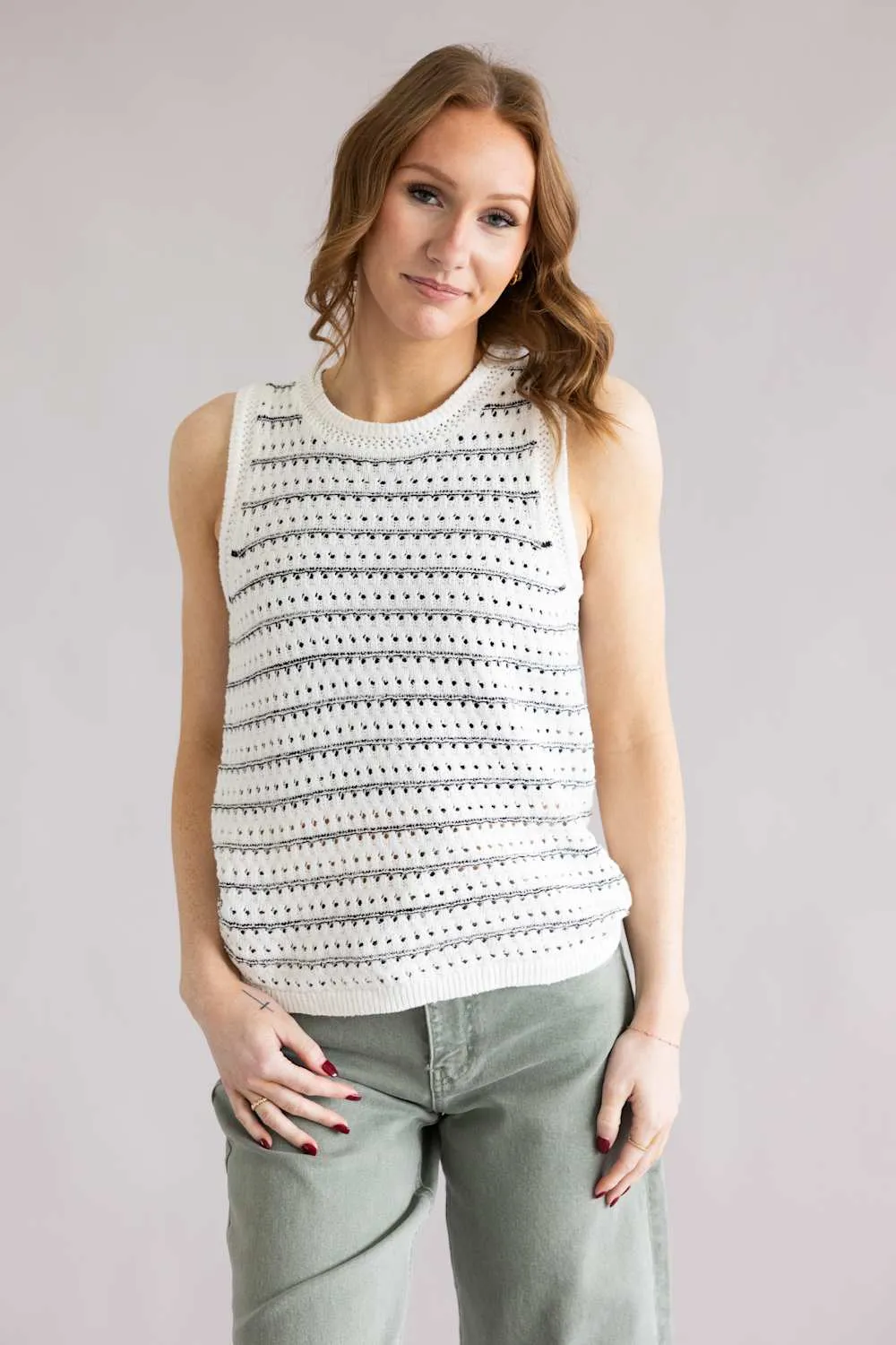 Thread & Supply Audre Tank Top for Women in Ivory Black | T3648SWTS-IVORYBLACK sold by Glik’s