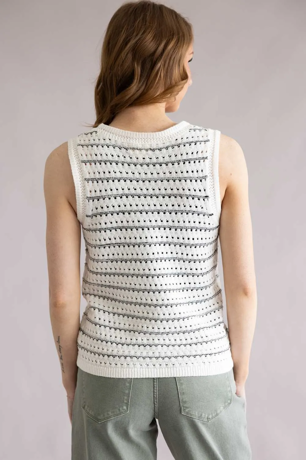 Thread & Supply Audre Tank Top for Women in Ivory Black | T3648SWTS-IVORYBLACK sold by Glik’s product image thumbnail 4