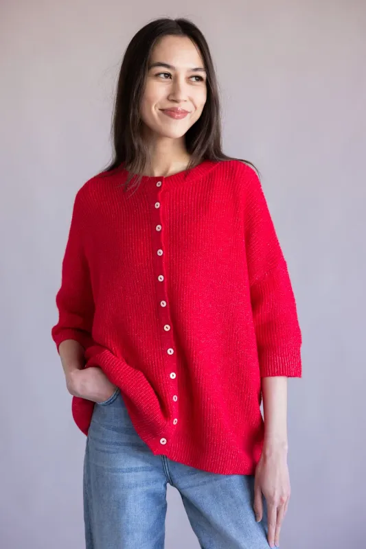 Things Between Cherie Cardigan for Women in Red | TBW13620-RED made by Things Between