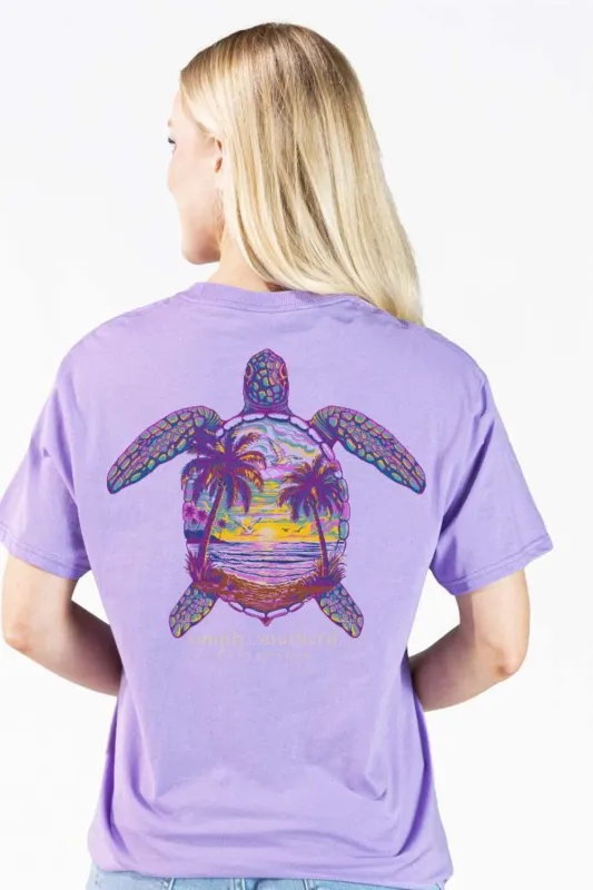 Simply Southern Sunset Turtle T-Shirt for Women in Grape  | SS-NIGHTTRTL-GRAPE made by Simply Southern